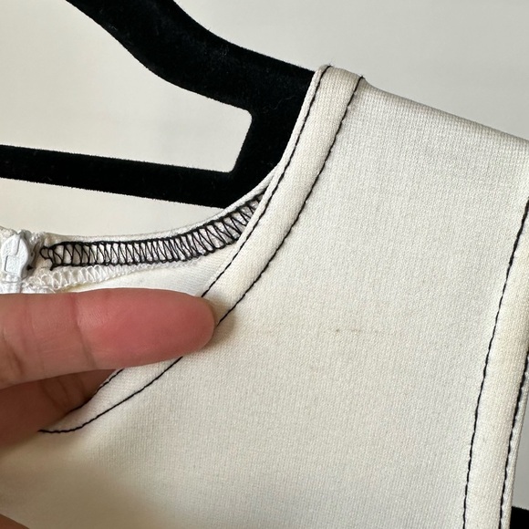 VINTAGE 90s BRUNO DULUC Sexy Cocktail Dress Contrast Stitch Design in Cream/ S - Picture 6 of 8